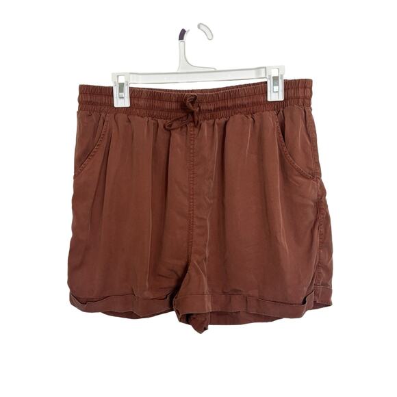 Women’s Lyocell Rust Pull On Shorts Size Large Beachy Coastal Casual Comfy - Picture 1 of 4